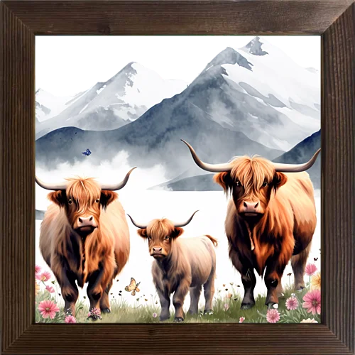 عناصر بقرة لطيفة عالية ومنخفضة على طراز الرسم الزيتي المطبوع الأمريكي، مناسبة لجمع وتزيين المحلات التجارية والغرف #4