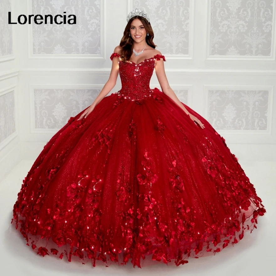 Lorencia ชุดเดรส quinceanera สีเขียวมรกตผ้าปะติดลูกปัดและผ้าคลุมชุดไปงานเต้นรำหวาน16ชุดเดอ15 años YQD706