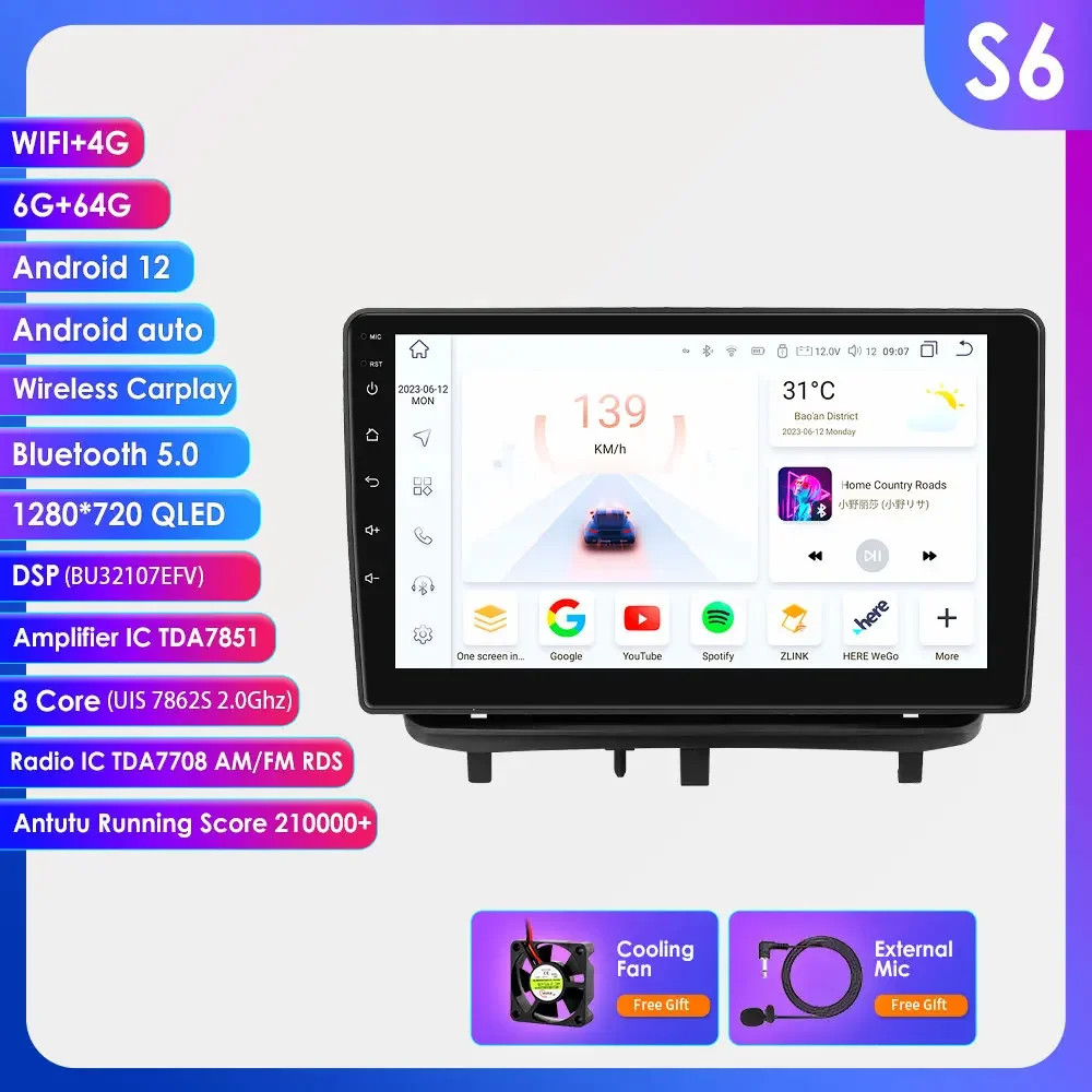 2din 9 "Android 12 Autoradio Voor Opel Corsa D 2007-2012 Hatchback Van Auto Multimedia Radio Speler Navi Gps Carplay Autoradio