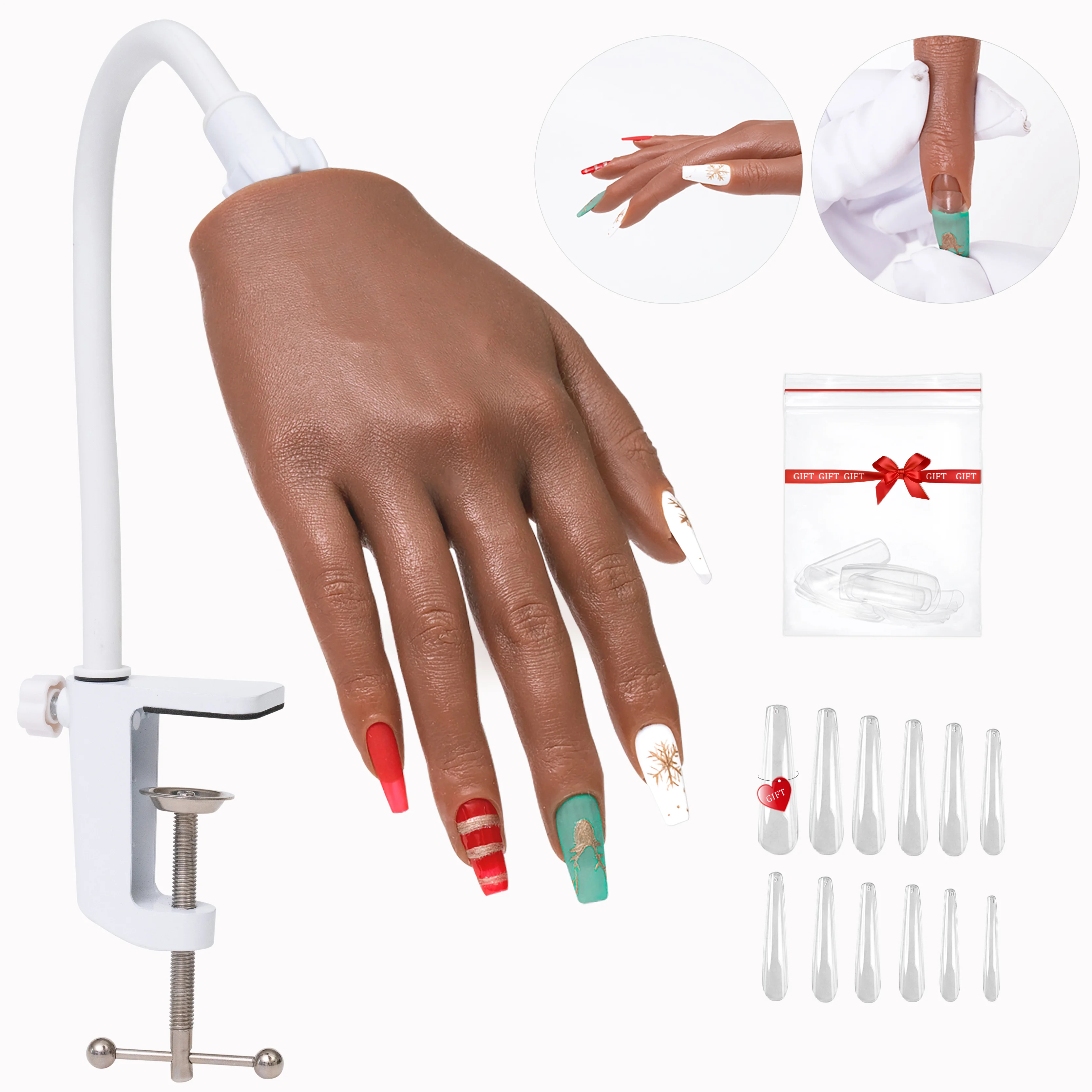 

Nail Silicone Practice Hand For Acrylic Nails Training Fake Hand Nail Art Practice Tools Hand Tattooed Nail Manicure Beginners