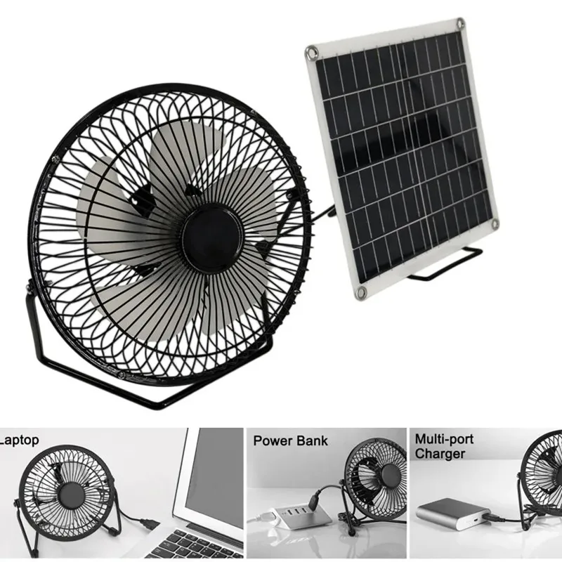 10W Solar Charger Panel with Cooling Fan for Home/Office/Outdoor Travel Camping 2-Speed Portable Solar Charger Panel Exhaust Fan