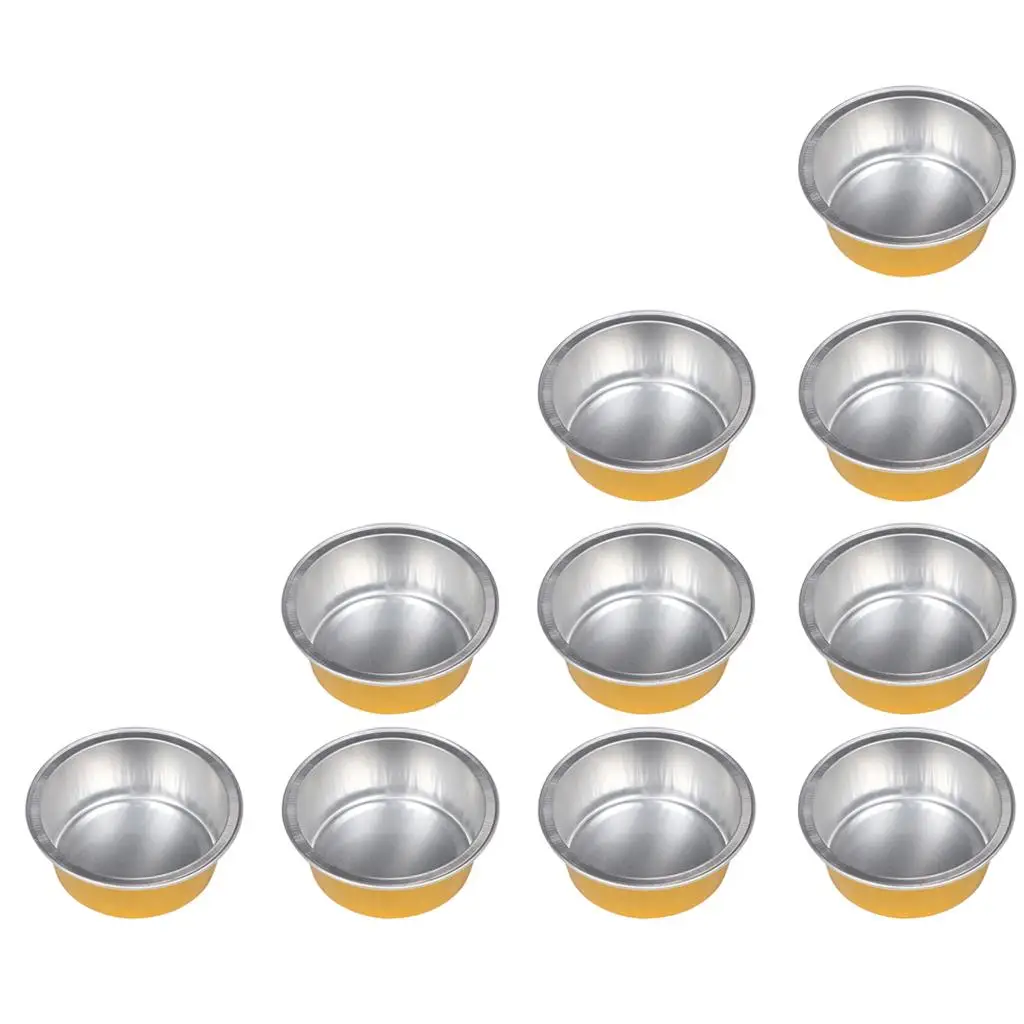 10 × وعاء صهر شمع من رقائق الألومنيوم، وعاء تسخين شمع صغير، ذهبي