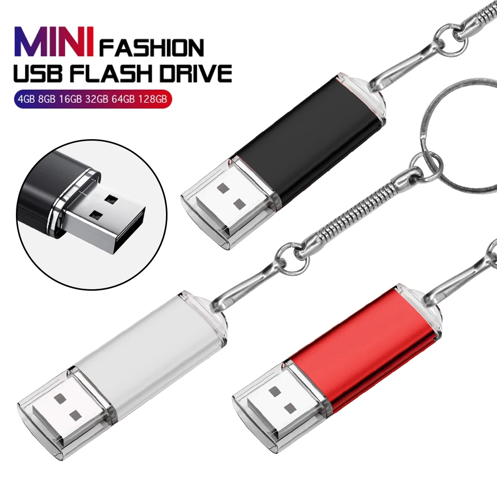 

Мини-металлический флэш-накопитель 128 ГБ Портативный USB-накопитель 64 ГБ Креативные деловые подарки Память Бесплатная цепочка для ключей Pendrive 32 ГБ Черный