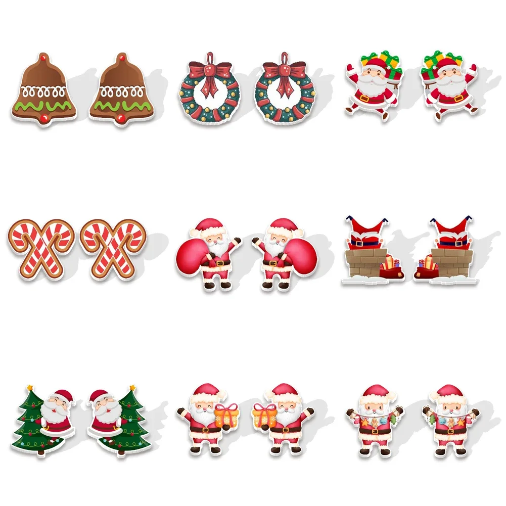 Acrylic Christmas hangings Print Resin Earrings Cartoon Earrings for Women Gifts Children