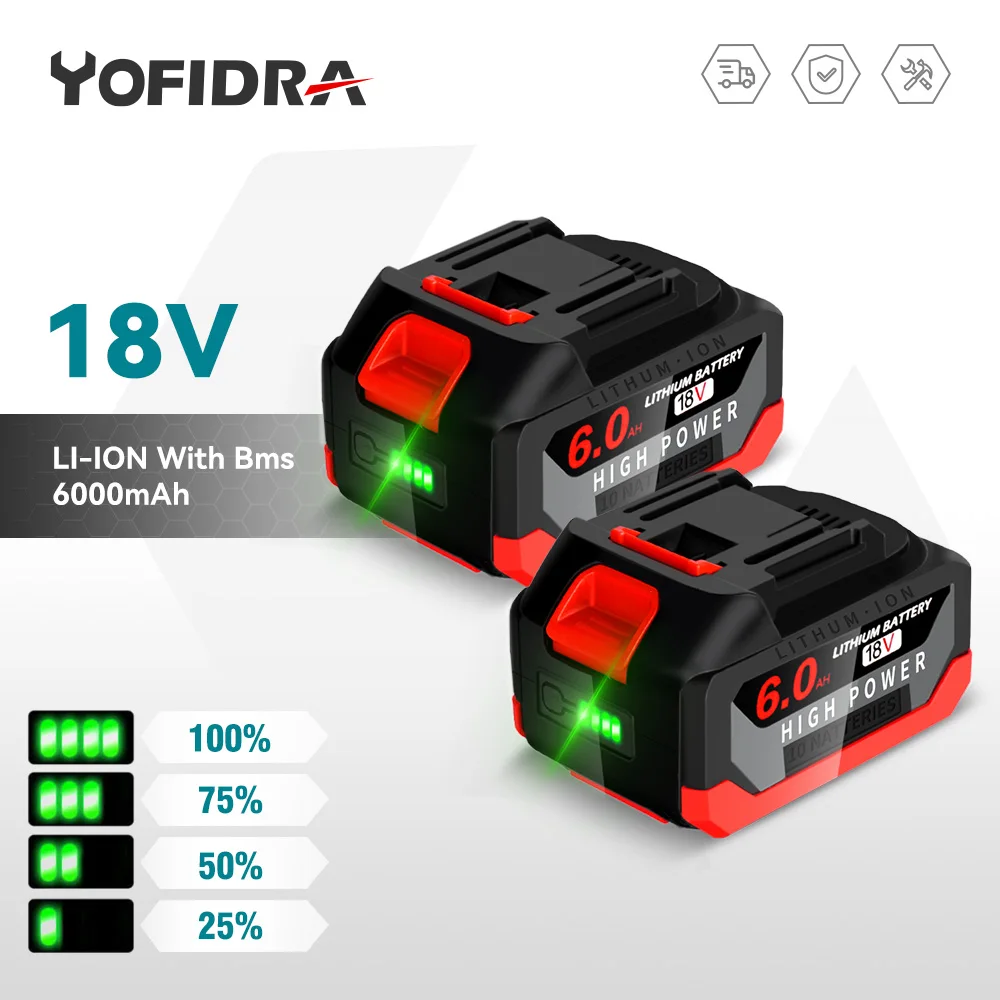 

18V 6.0Ah Lithium Battery Rechargeable with LED Indicator For Makita Cordless Electric Drill Angle Grinder Power Tool Battery