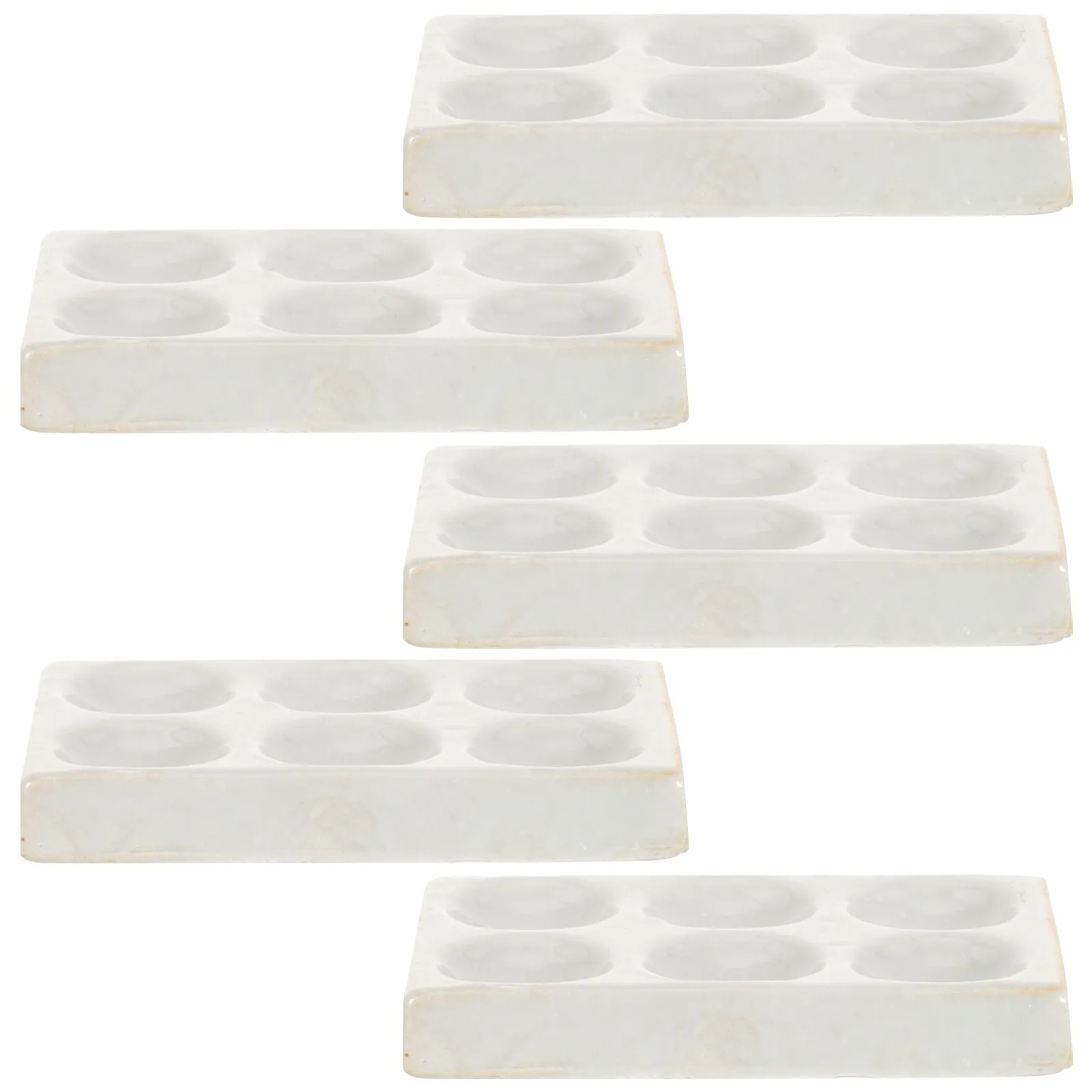 5Pcs Ceramic Reaction Plate Porcelain Spot Plate 6 Well for Chemical Analysis Laboratory Testing Scientific Experiment