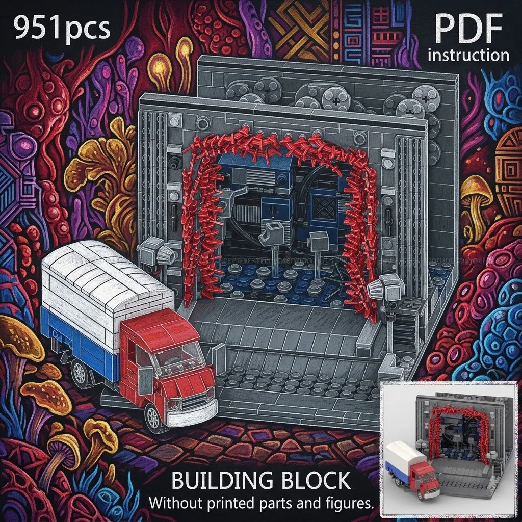 

Stranger Red Tentacle Portal Lab Scene with Delivery Van and Industrial Base MOC Block Model