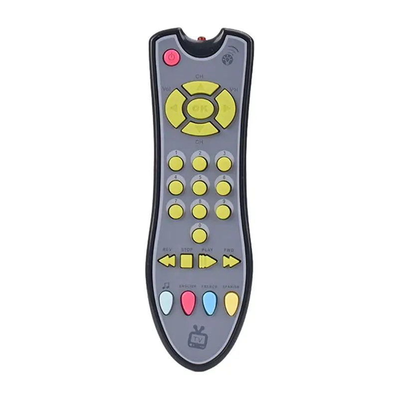 

TV Remote Control Toy Musical Play Toys With Light And Sound Three Language Modes: English Spanish French Baby Education Toys