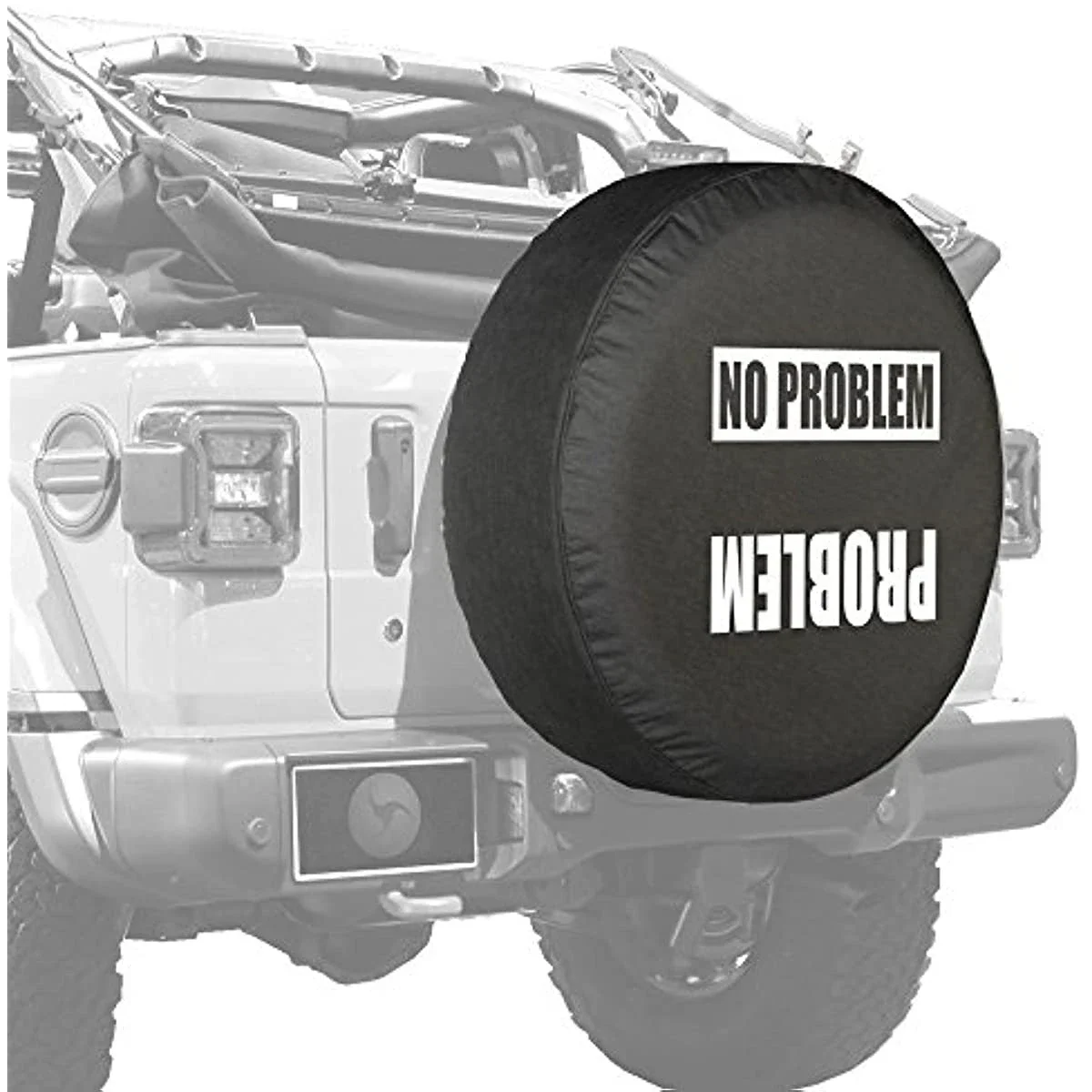 Boomerang Problem No Problem  Soft JL Tire Cover for Jeep Wrangler JL with Back up Camera Sport Sahara 14 15 16 17 Inch