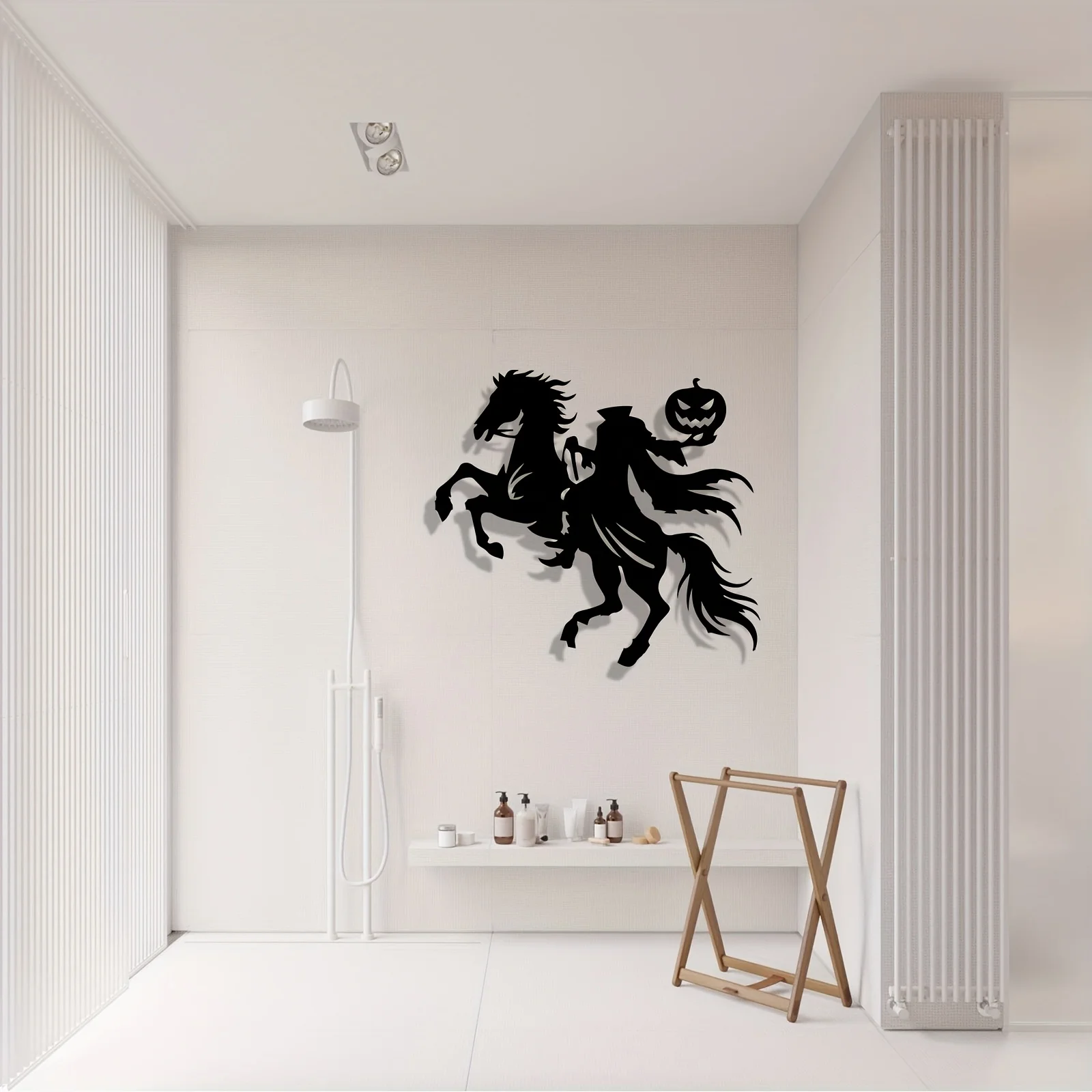 2D Flat Headless Horseman Iron Wall Art Gothic Silhouette Decor Room Halloween Supernatural Lovers Rustproof Gift Ornament