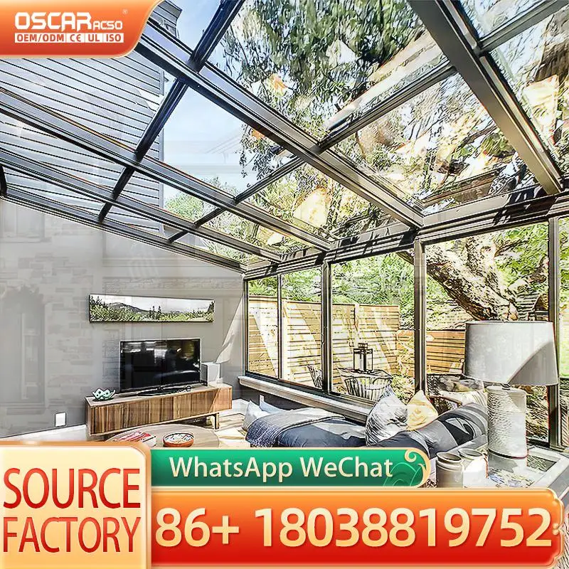 

Рама из закаленного стекла из алюминиевого сплава для солнечной комнаты с наклонной и плоской крышей для жилых помещений в солнечной комнате заднего двора и садов