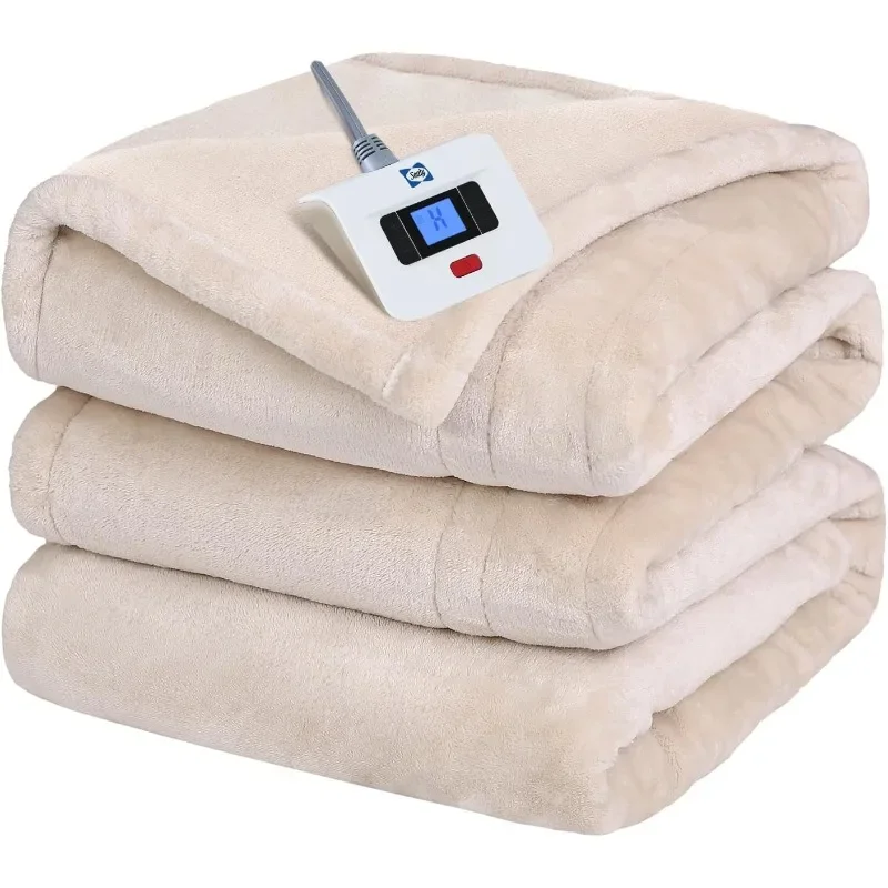 SEALY Electric Blanket Twin Size, Flannel Heated Blanket with 10 Heating Levels & 1-12 Hours Auto Shut Off