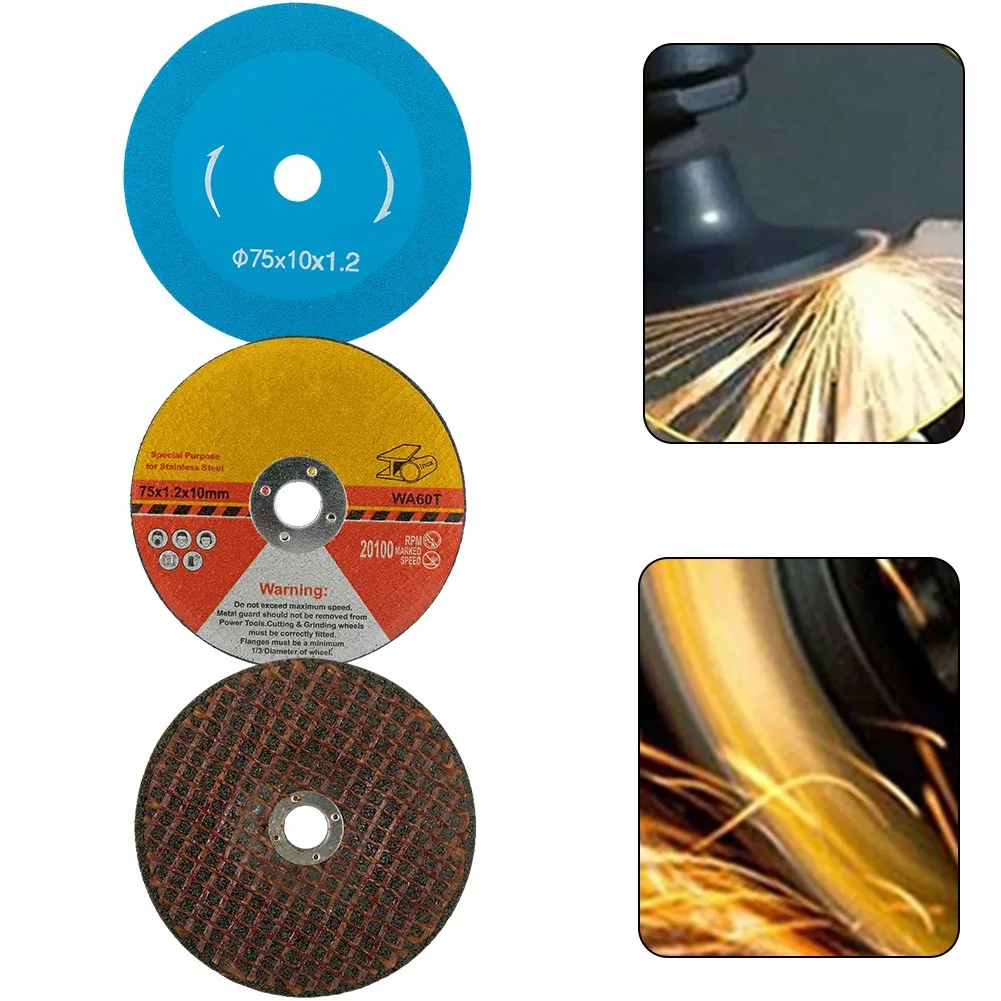 Disco de corte de 3 pulgadas para amoladora angular, hoja de sierra de Metal, herramientas de fijación para amoladora para acondicionar y moler o cortar hierro