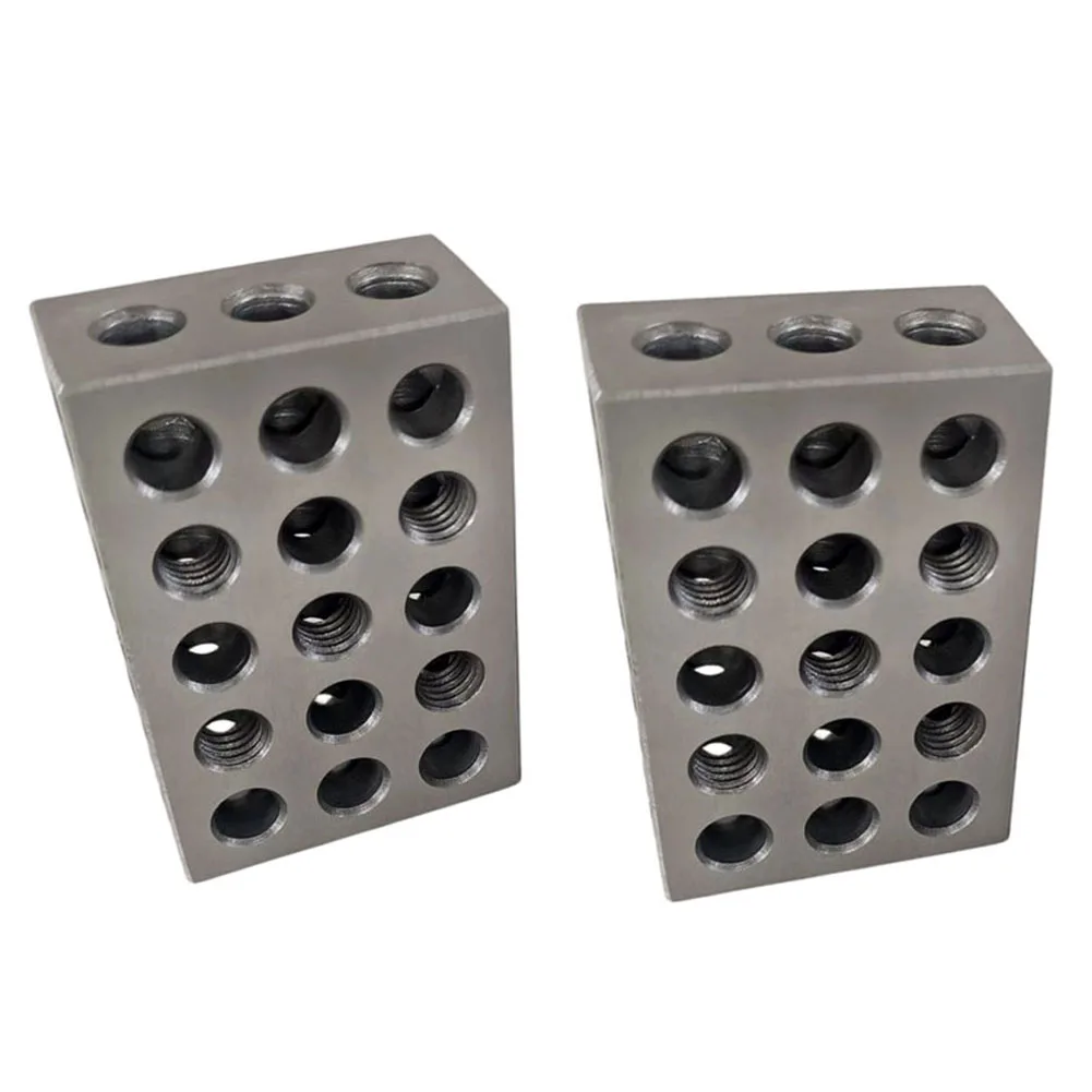 25-50-75mm Blocks Set Matched Pair 23 Holes Steel Setup Blocks With Screw Wrench  For Machinists, Woodworkers