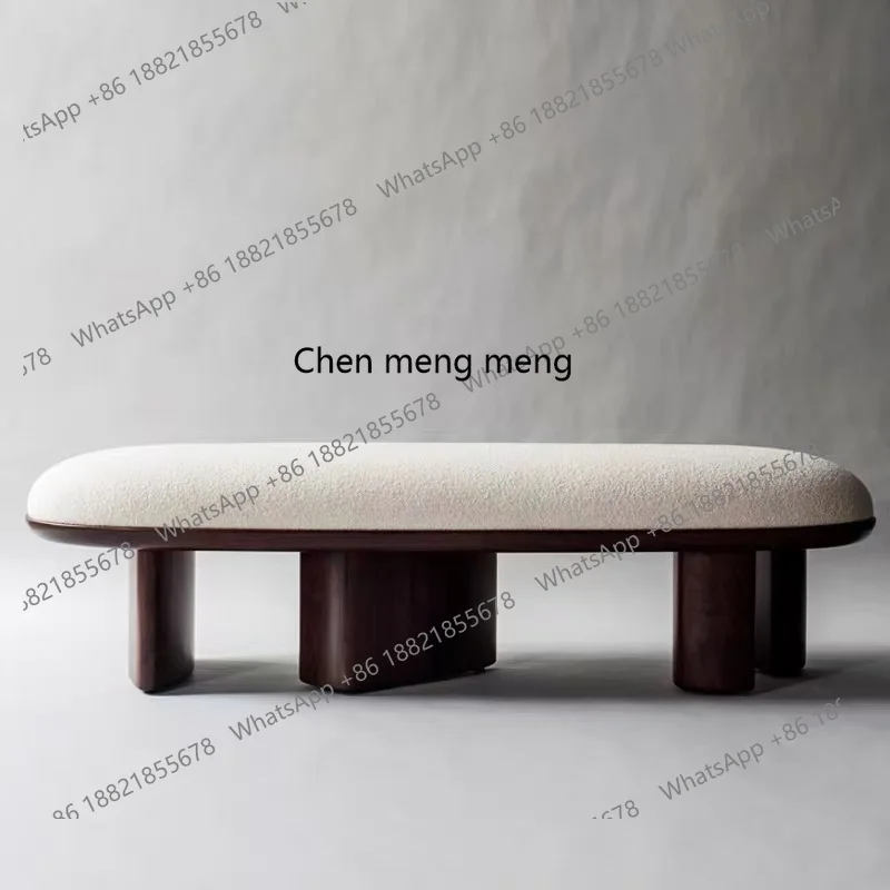 

Nordic designer light luxury solid wood home, new Chinese bedroom bedside stool fashion living room sofa bench