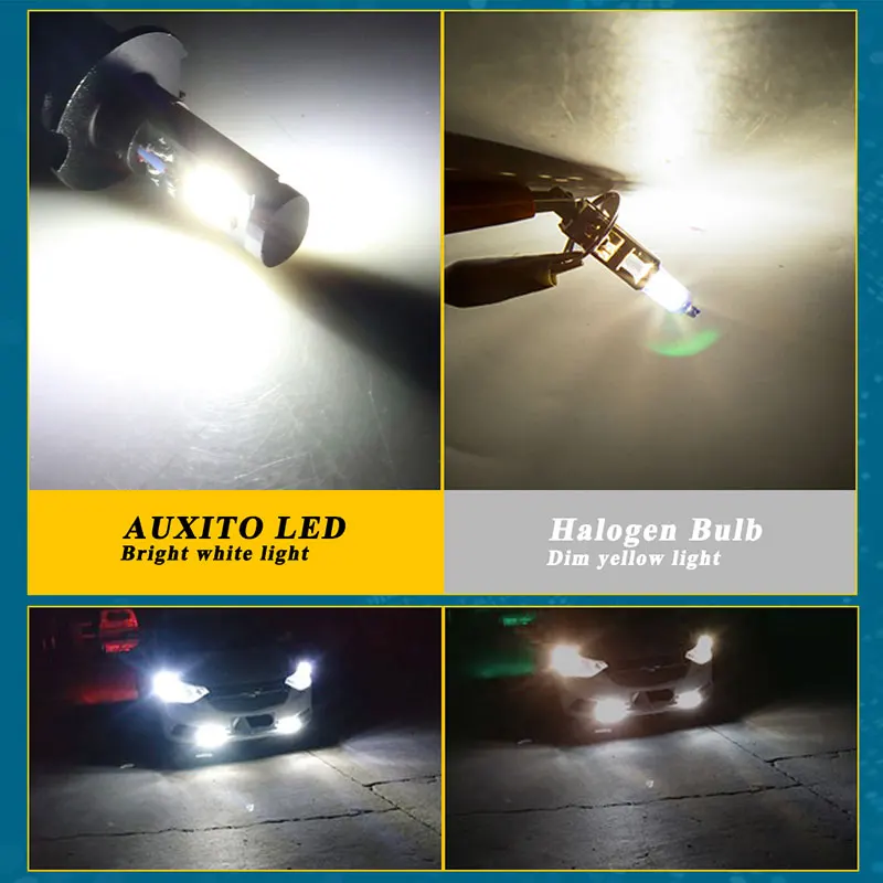 1Pcs H1 H3 Led Lamp Car Fog lights Day Driving Light Auto H3 H1 Led Bulbs Car Headlight Car Accessories Two-color white N yellow