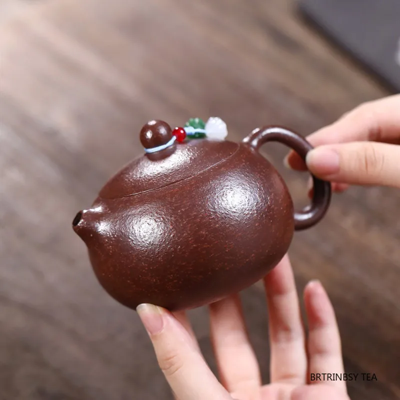 

220 мл традиционный чайник Исин из фиолетовой глины, китайский чайник ручной работы Xishi, чайник для заварки чая, бытовой чайник Zisha