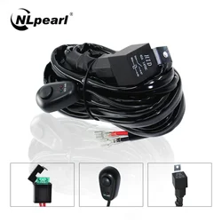 NLpearl Universal LED Light Bar Wiring Harness Kit 12V 40AMP Relay ON/OFF Offroad 4x4 LED Work Light Bar Wire Fuse Switch Cable
