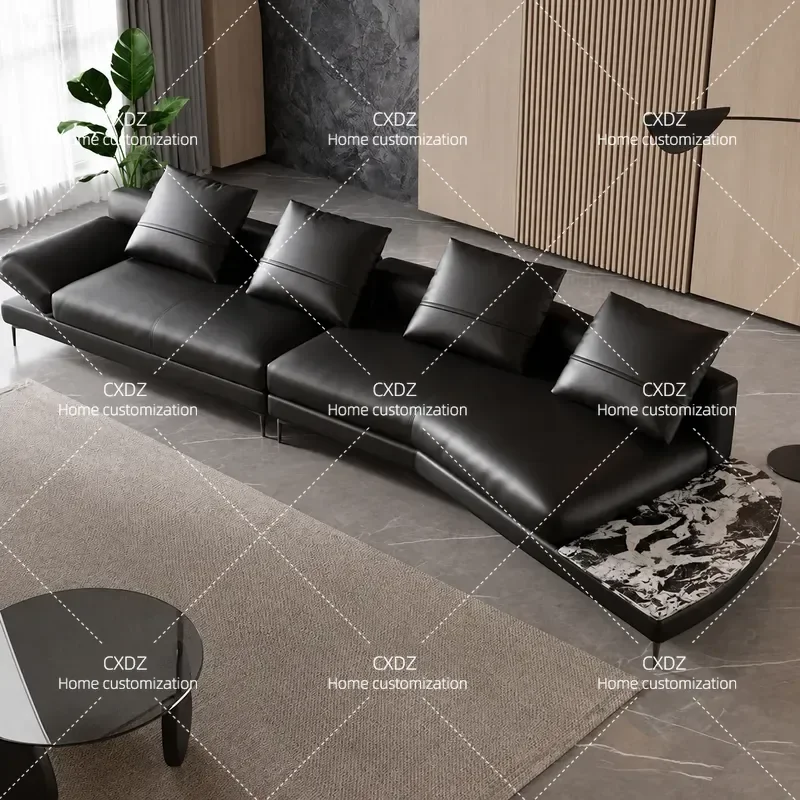 Modern Simple Leather Sofa Removable Washable Fabric Cover Compact Size for Apartment Living Room Skyline Design Couch