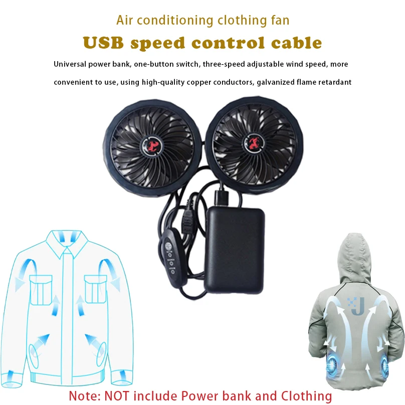 Air Conditioner Fan Outdoor Summer Coat Men 5V Air Conditioning Fan With Usb Cable USB Fan Cooling Jackets Men