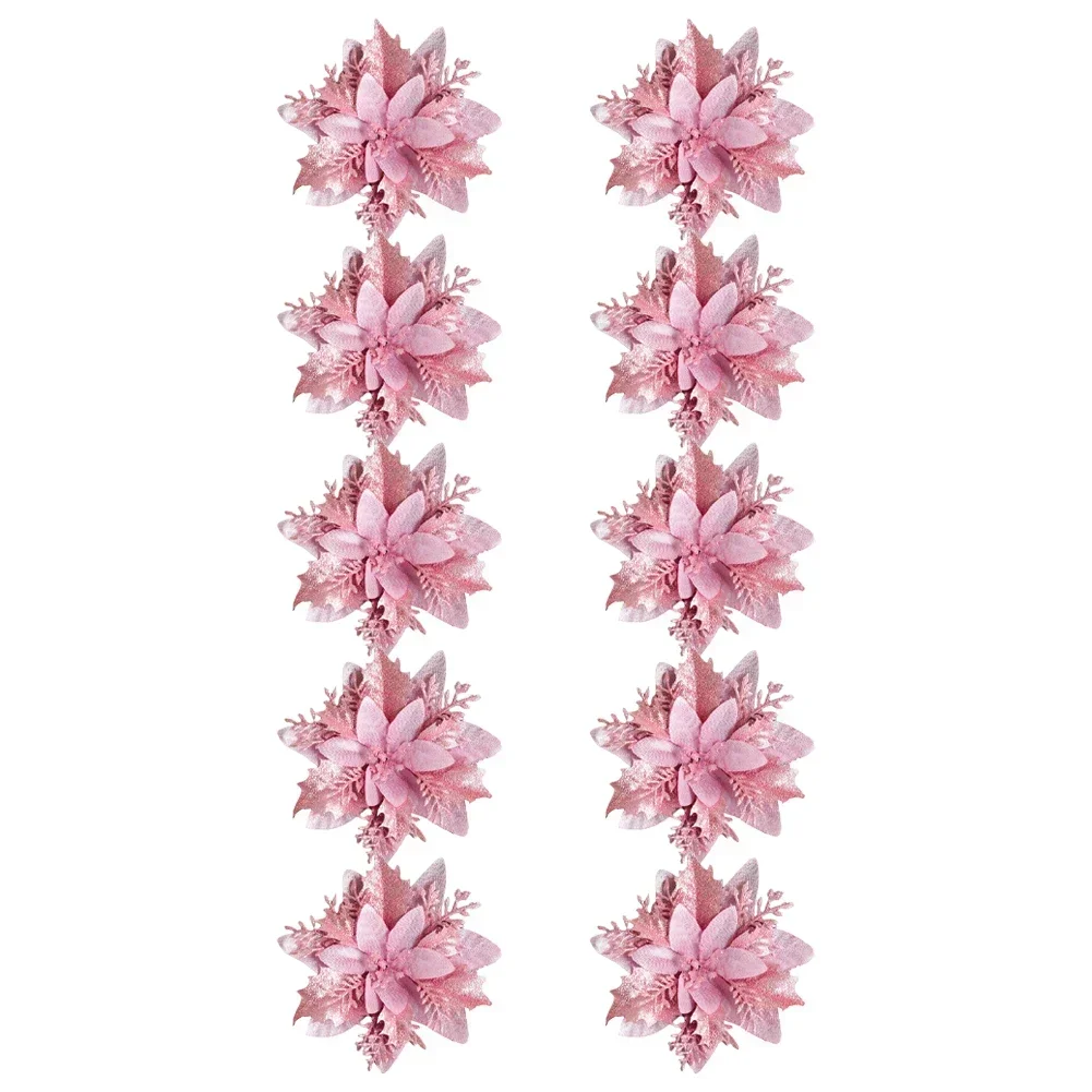 Aesthetic Touch Pack of 10 Sparkling Artificial Flowers Perfectly Crafted for Seasonal Decorations on Trees or Wreaths