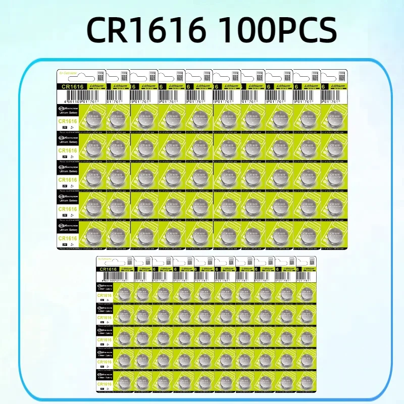 

100PCS 3V CR1616 Lithium Button Battery DL1616 BR1616 ECR1616 5021LC L11 L28 LM1616 Coin Cell for Watch CR 1616 Batteries