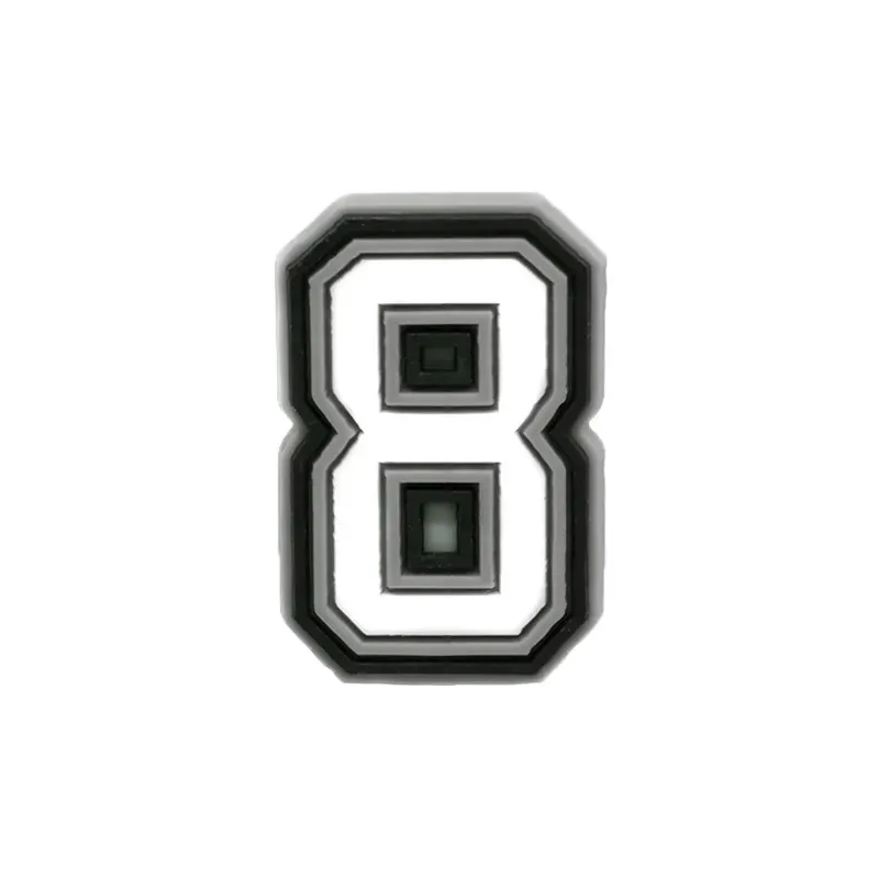 1 Piece Charms Decorations Numbers 0 To 9 Shoe Accessories Black White Pvc Ornament Pins Friend's Holiday Party Gift image 4
