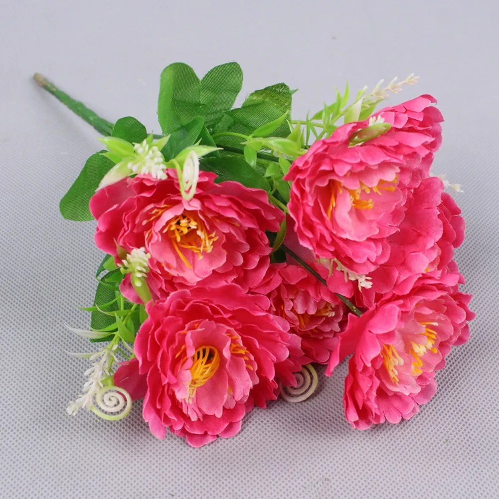 7 Heads Silk Artificial Peony Bouquet for Home Decor Living Room Bedroom Party Wedding Floral Arrangement Natural Aesthetic