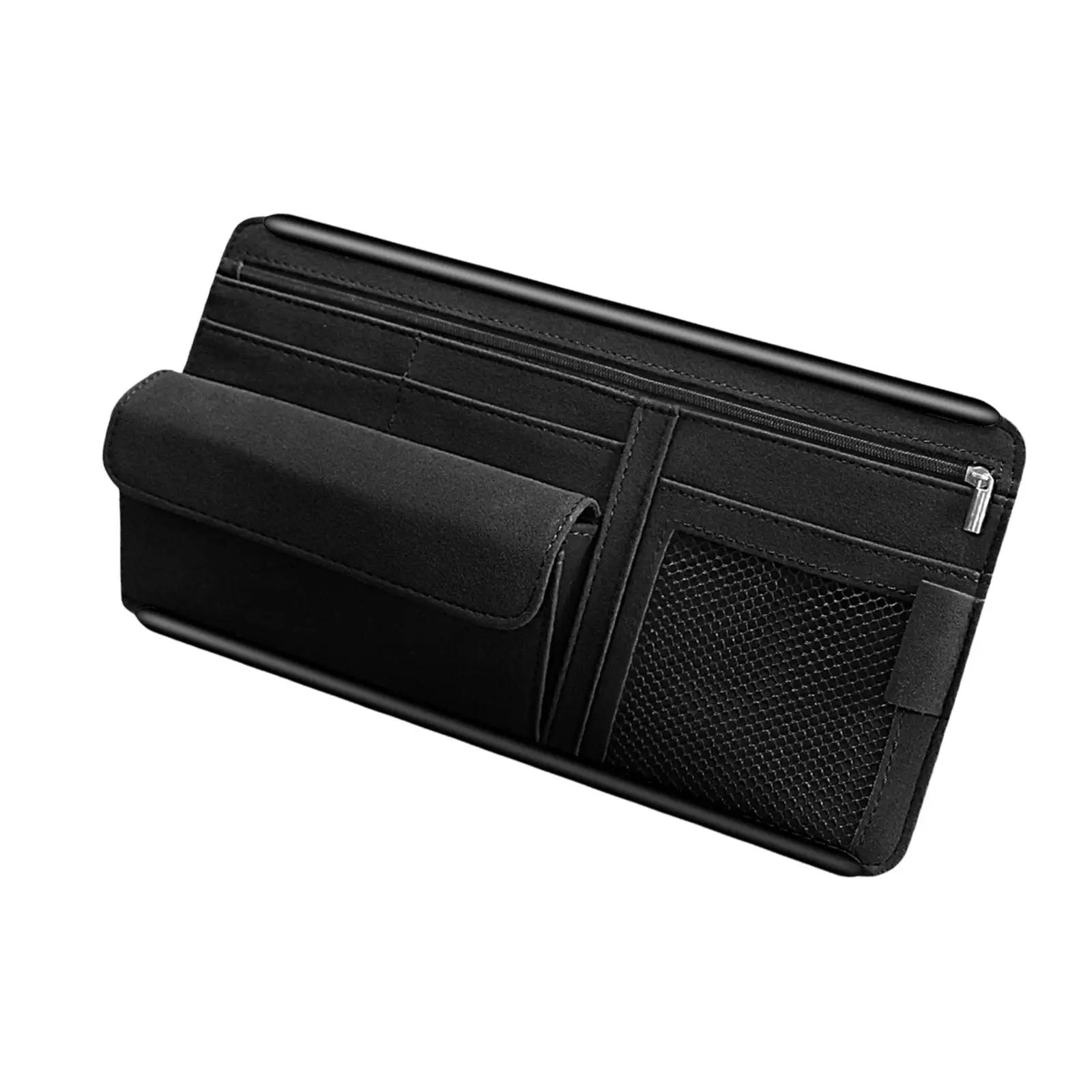 Car Sun Visor Organizer with Multi Pocket Zippers Sunglasses Holder for Cards