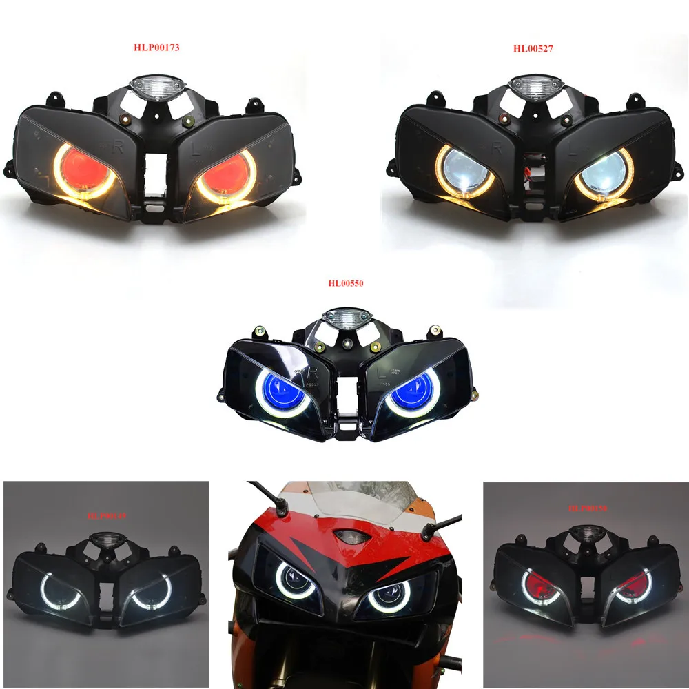 Motorcycle Custom Angel Eye LED Headlight HID Projector Headlamp Assembly faros led moto Head Light For Honda CBR600RR 2003-2006