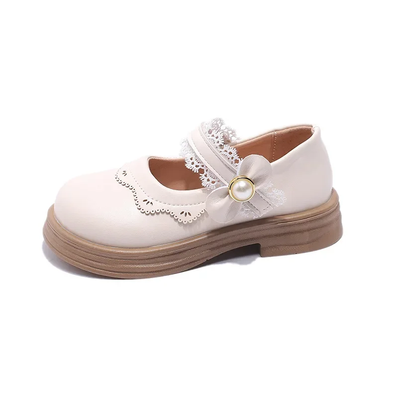 Chaussures en cuir Sweet Lolita pour enfants, chaussures d'école noires, mode décontractée, bord à volants, princesse Mary, chaussures à essence pour enfants, semelle optique