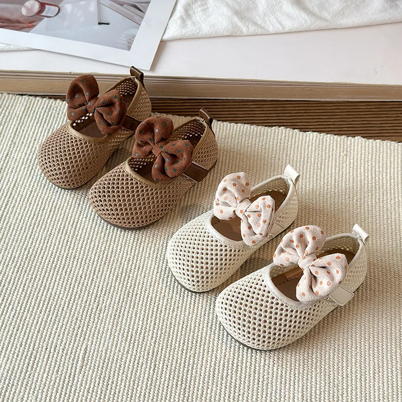 

Summer New Girls Sandals Bow Mesh Shoes Loafer Shoes Soft Sole Girl Baby Shoes Kids Princess Shoes