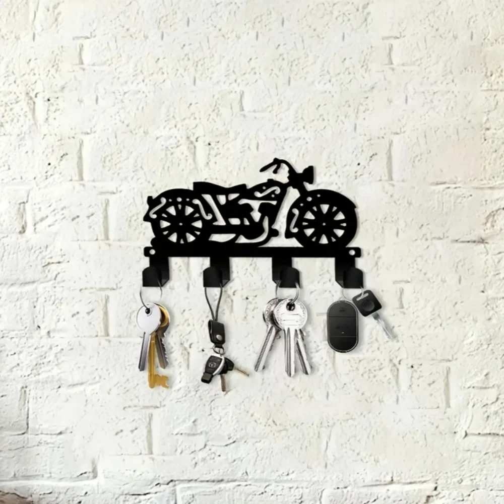 CIFBUY Iron Wall Art Motorcycle Metal Key Hook Decor Rustic Accent Storage Organizer For Home Entryway Office Porch Vintage