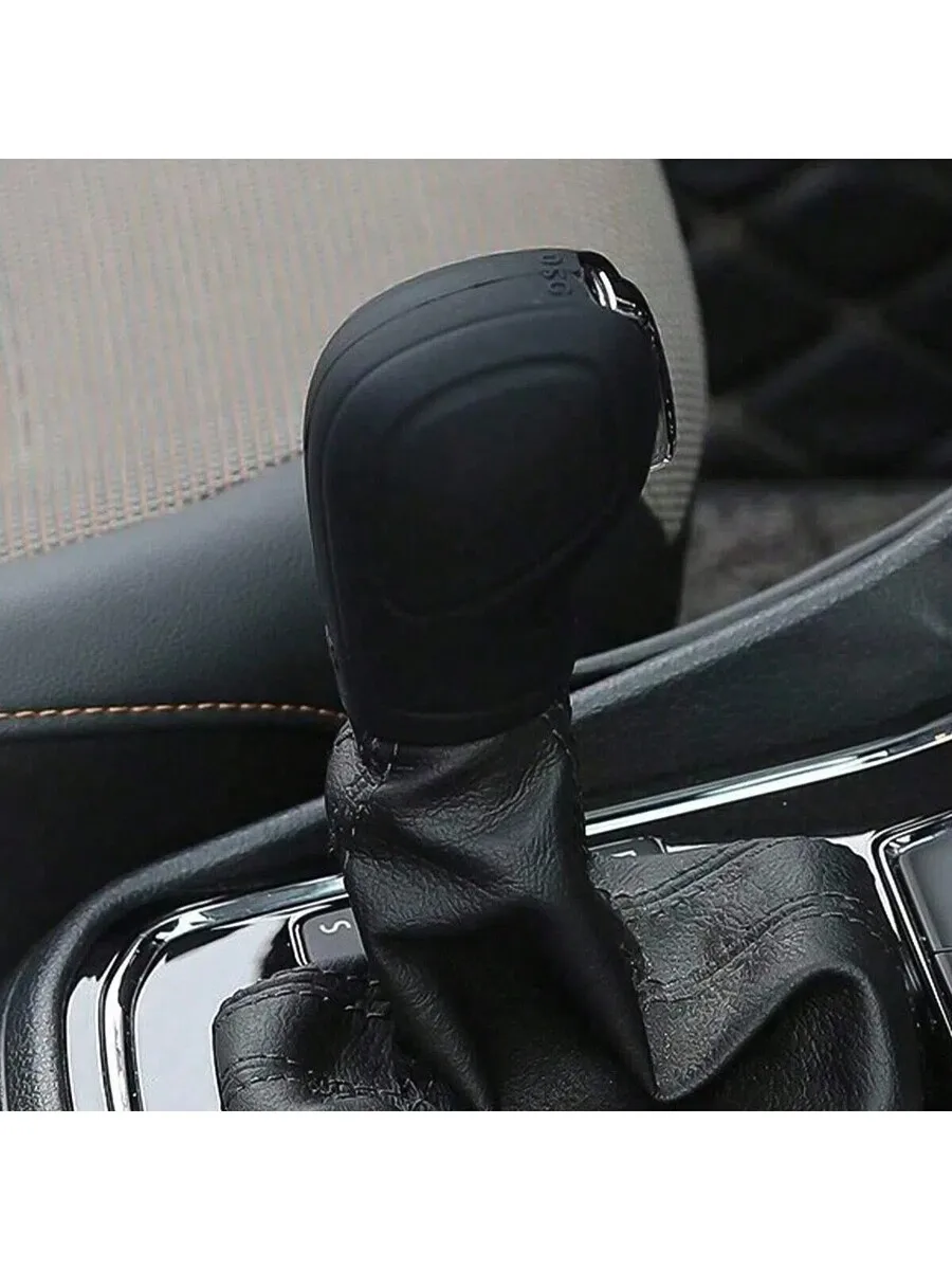 2pcs Black Silicone Car Gear Shift Knob Cover + Handbrake Silicone Cover Set, Fit For , Protect Gear Shift Lever And Handbrake,