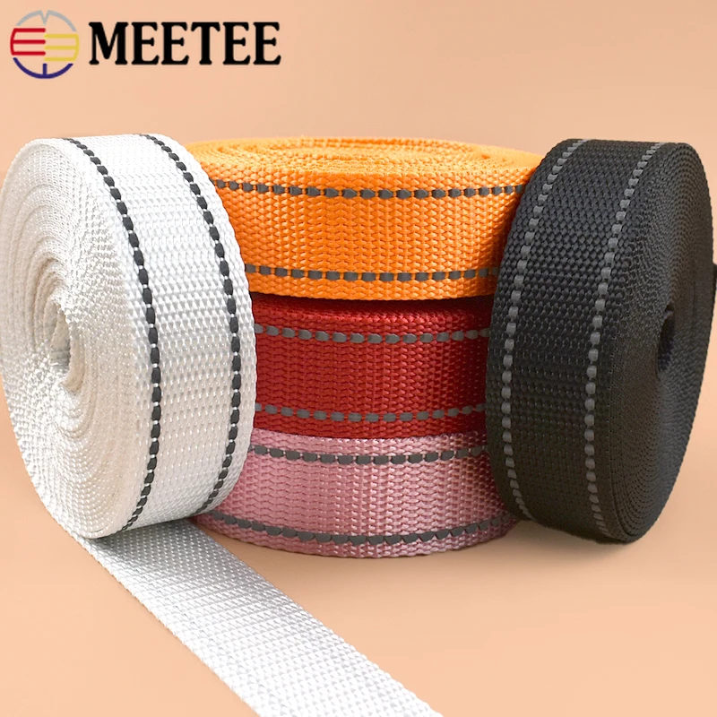 

5M 25mm Reflective Webbing Ribbon Band Sewing Clothes Pet Collar Strap Garment Backpack Belt Decor Binding Tape DIY Accessories