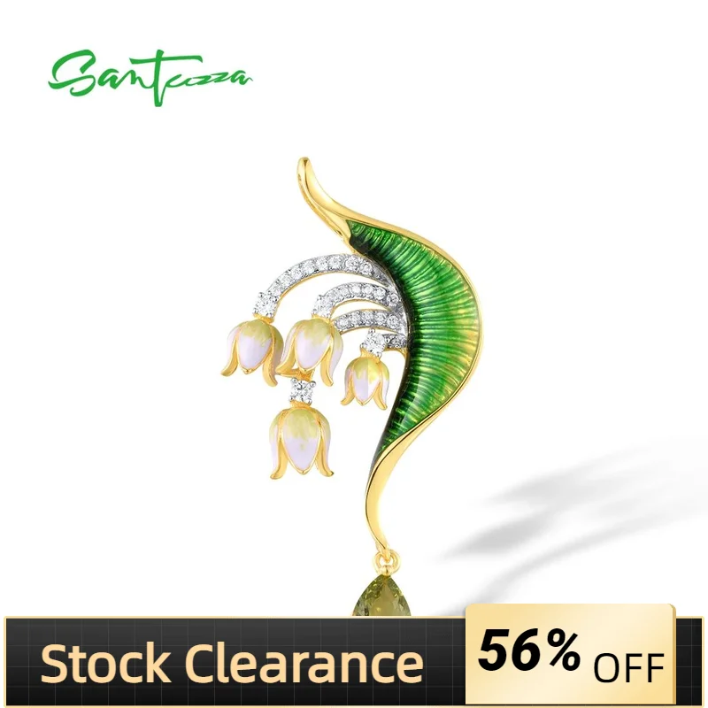 

Женский кулон SANTUZZA, из серебра 925 пробы с Зелеными камнями и белым кубическим цирконием из эмали, модные ювелирные украшения ручной работы