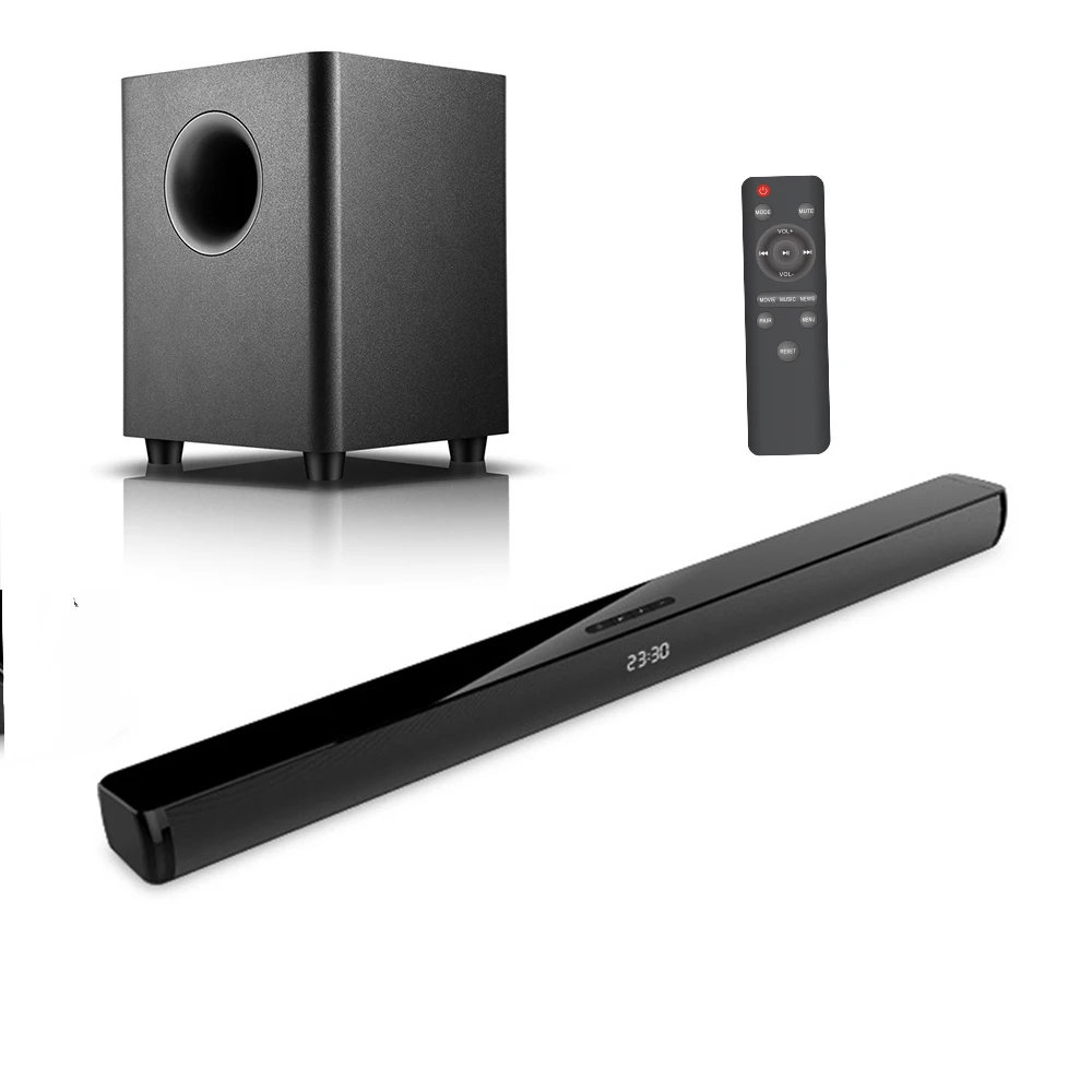 Samtronic wireless 150W home theatre System TV Soundbar speaker with wireless wooden subwoofer soundbox boombox sound bar