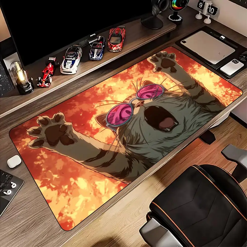 Lively DJ cat anime playmat Mouse Pad Desk Mat gaming mats rubber anti-slip Durable pc accessories keypad mousepads maus pad rug