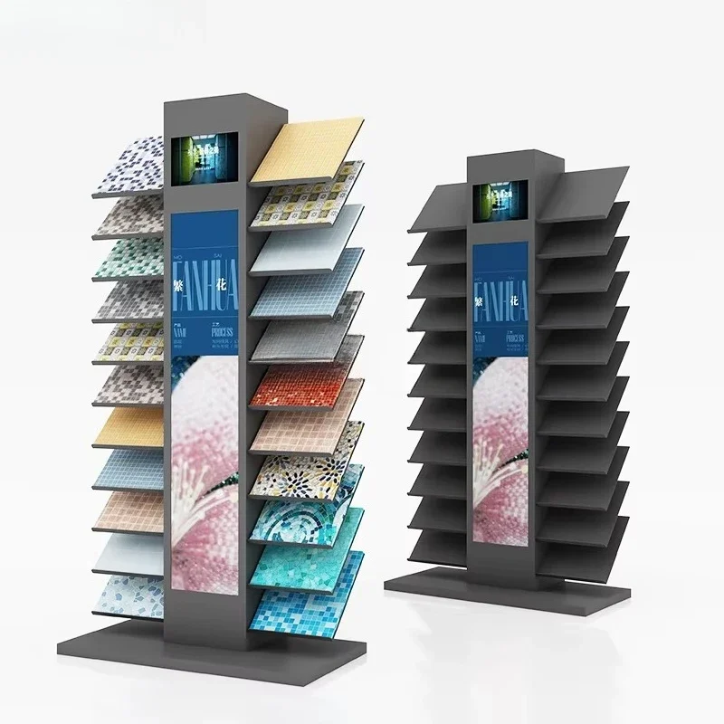 

Tile and marble display units with billboards for displaying various stone products