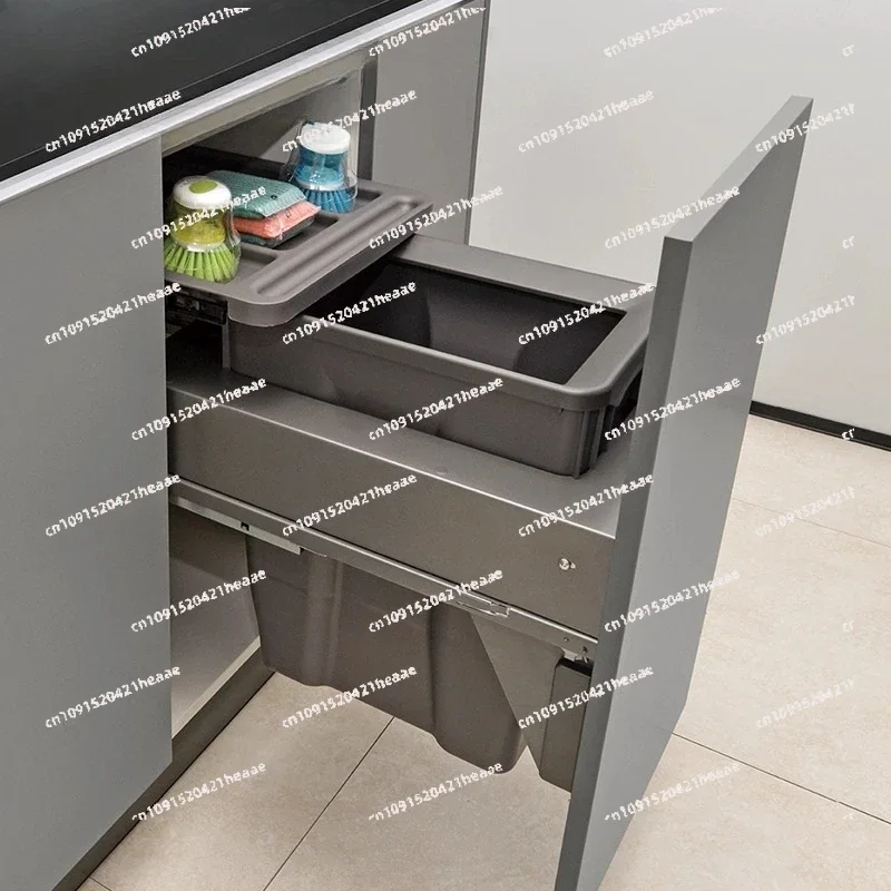 Suitable for Single Built-In Cabinet Pull-Out Slide-Out Garbage Bin for Bedroom Wastebasket Large Hidden Kitchen Trash Can