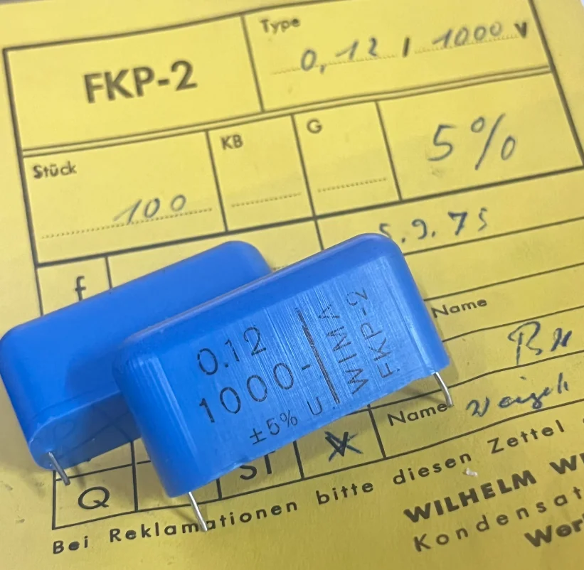 10pcs original WIMA FKP-2 series 0.12UF 1000V 42X22X12MM P38MM copper pin coupled audio capacitor free shipping