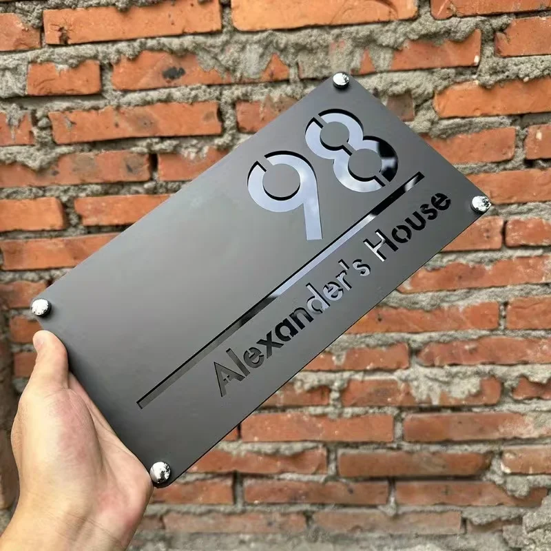 Customized 3D Doorplates, Laser-Cut Acrylic Mirror-Textured Letters, Modern Floating Doorplate Numbers, Outdoor Street Family Na