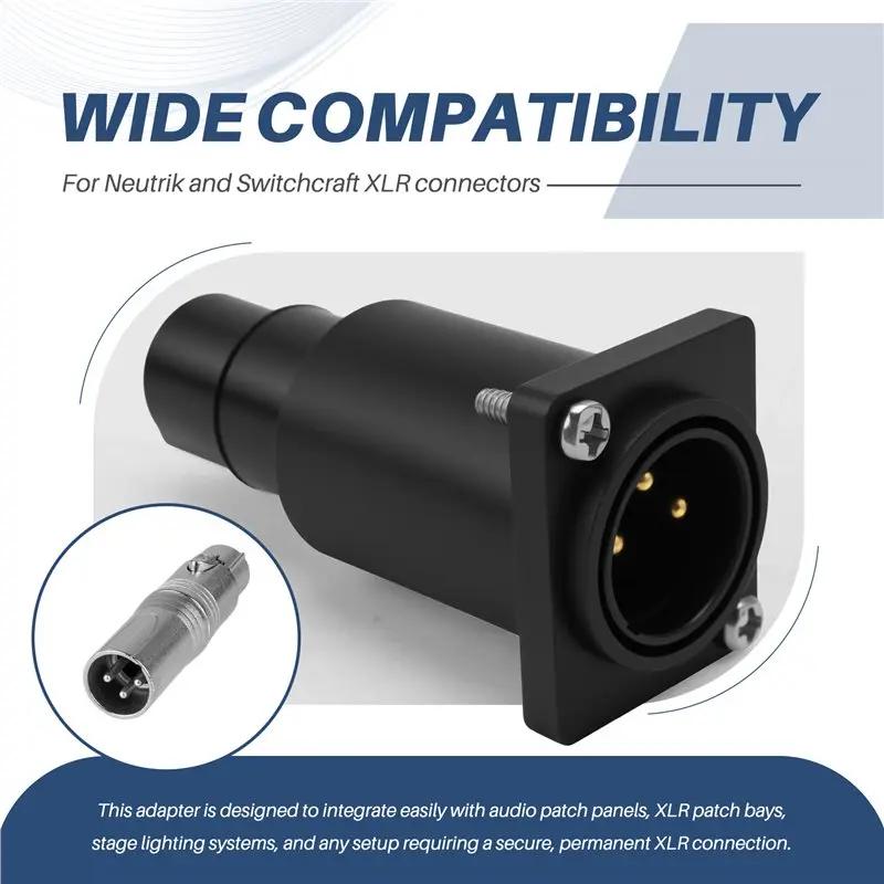 D Series XLR 3Pin DMX512 Male To Female Converter Chassis Flange Panel Mount Feedthrough Adapter-Y41A