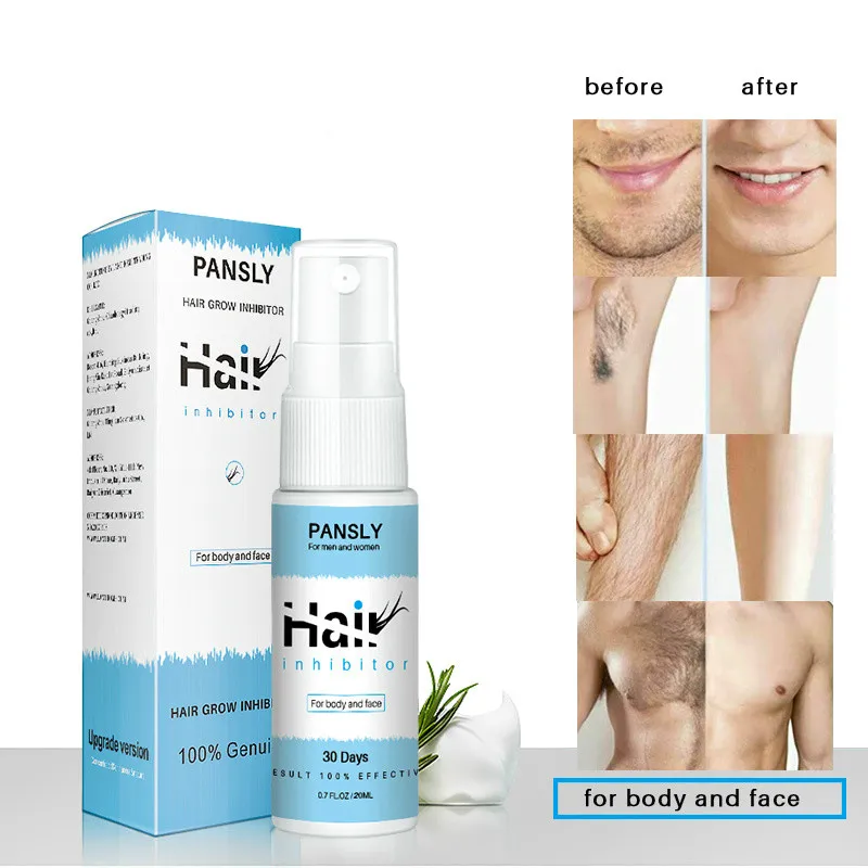 Natural Permanent Hair Remover and Growth Inhibitor Facial Removal Cream Spray Beard Bikini Face Legs Arm Body Armpit Painless