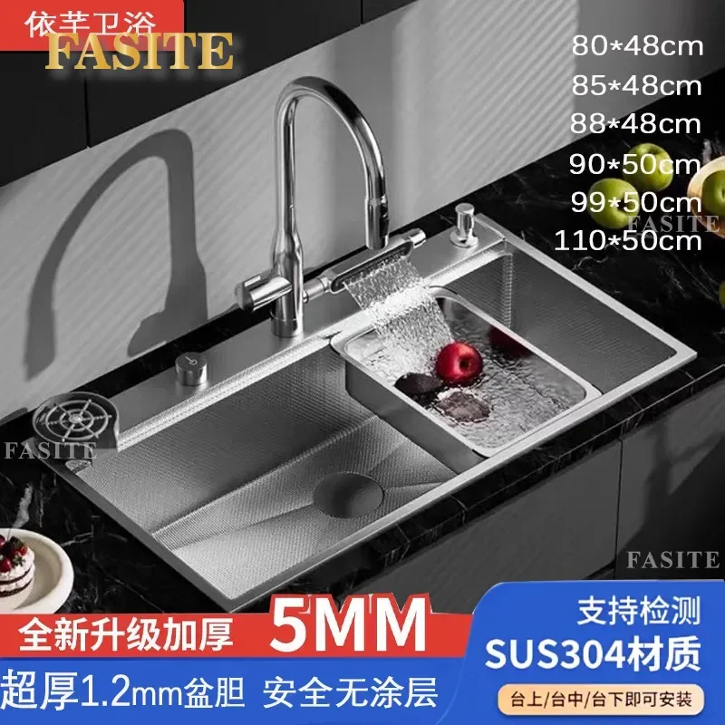 For Kitchen Thickened SUS304 Stainless Steel Sink Large Single Bowl Uncoated Primary Color Korean Quality Durable Modern Home