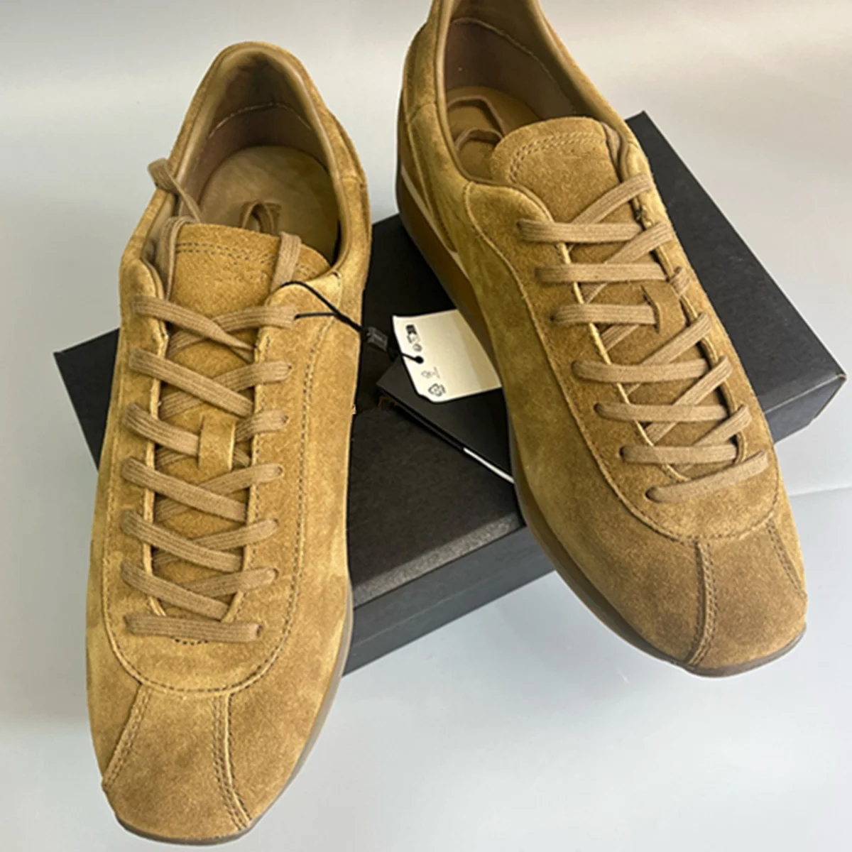 

Jenny&Dave British Minimalist Cowhide Handmade Men's Sneakers Business Commuting Comfortable Flat Casual Shoes Men