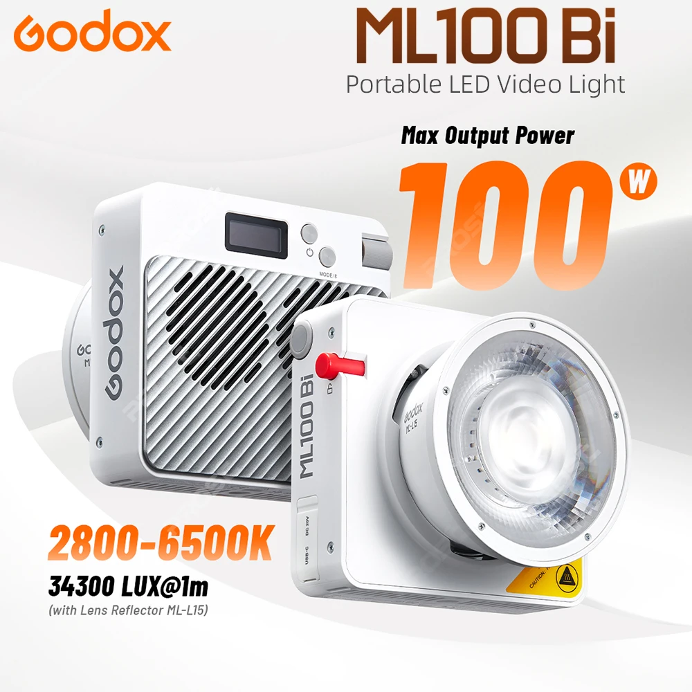 Godox ML100Bi Bi-Color Portable LED Light 120W Onboard & App Control Photography lamp for Video recording, live streaming