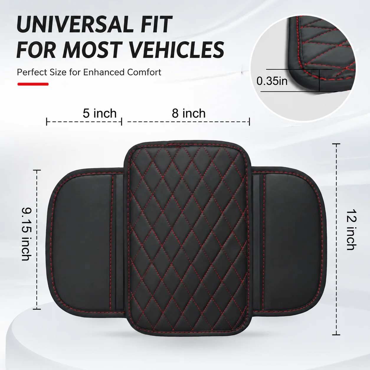 Universal Car Armrest Box Pad with Storage Pocket Comfort Elbow Rest Cushion Center Console Protector Mat for Sedan SUV