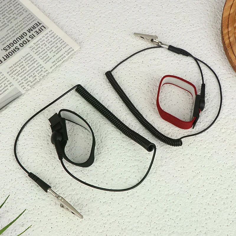 Anti Static Wired Bracelet - Adjustable ESD Discharge Wrist Band Strap With Spare Wristband For Electronic Repair
