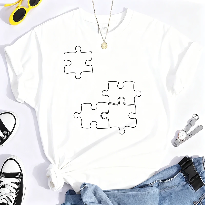 لغز قطعة تي شيرت مطبوع للجنسين موضة عادية 100% تي شيرتات قطن خالص الصيف قصيرة الأكمام الشارع الشهير المرأة تي شيرت